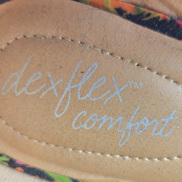 Dexflex Comfort Floral Peep Toe Wedges | Multi-Color Heels | Size 6.5 - Picture 6 of 11